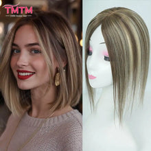 Load image into Gallery viewer, 100% Remy Human Hair Toppers For Women 7x11CM Straight Human Hair Topper With Clips 12 Inch Natural Looking Hairpieces Systems