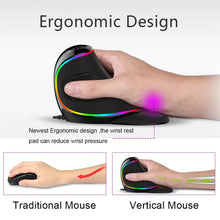 Load image into Gallery viewer, Delux M618 PLUS Ergonomics Vertical Gaming Mouse 6 Buttons 4000 DPI RGB Wired/Wireless Right Hand Mice For PC Laptop Computer