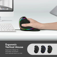 Load image into Gallery viewer, Delux M618 PLUS Ergonomics Vertical Gaming Mouse 6 Buttons 4000 DPI RGB Wired/Wireless Right Hand Mice For PC Laptop Computer