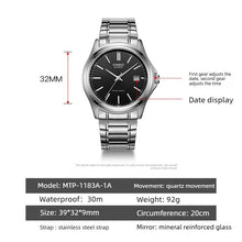 Load image into Gallery viewer, Casio MTP-1183A-1A/7A Men's Business Quartz Wristwatch Minimalist Style Stainless Steel Band Date Display Waterproof Watch