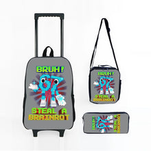 Load image into Gallery viewer, Colorful Number 67 Black Wheeled Rolling Bag Set with Lunch Box Pen Bag with Wheels School Trolley Backpack Bag for Girl/Boys