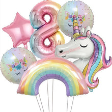 Load image into Gallery viewer, Kids Girls Unicorn Birthday Party Decoration Plate Cup Happy 1st Unicorn 3D Balloon Kid Favors Gift Wedding Baby Shower Supplies