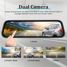 Load image into Gallery viewer, 9.66"IPS Touch Screen Mirror Dash Cam Front and Rear, 4K Dual Recording, AHD Backup Camera, Night Vision, G-Sensor. Limited Time