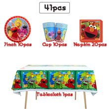 Load image into Gallery viewer, Cartoon Sesames Street Birthday Party Decor Elmo and Friends Theme Tablecloth Plate Balloon Set Cake Decor Baby Shower