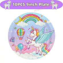 Load image into Gallery viewer, Kids Girls Unicorn Birthday Party Decoration Plate Cup Happy 1st Unicorn 3D Balloon Kid Favors Gift Wedding Baby Shower Supplies