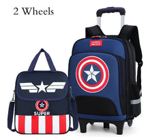 Load image into Gallery viewer, Kids Primary School wheeled backpack set with handbag School Trolley Backpack Bag Set School Rolling Luggage Backpack for Boys