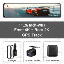 Load image into Gallery viewer, H8 4K+2K 11.26 Inch Rear View Mirror Dash Cam SONY IMX415 Car Dvr Camera GPS WIFI Video Recording Super Night Vision Dual Lens