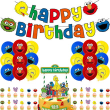Load image into Gallery viewer, Cartoon Sesames Street Birthday Party Decor Elmo and Friends Theme Tablecloth Plate Balloon Set Cake Decor Baby Shower