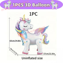 Load image into Gallery viewer, Kids Girls Unicorn Birthday Party Decoration Plate Cup Happy 1st Unicorn 3D Balloon Kid Favors Gift Wedding Baby Shower Supplies