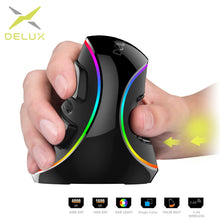 Load image into Gallery viewer, Delux M618 PLUS Ergonomics Vertical Gaming Mouse 6 Buttons 4000 DPI RGB Wired/Wireless Right Hand Mice For PC Laptop Computer