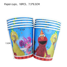 Load image into Gallery viewer, Cartoon Sesames Street Birthday Party Decor Elmo and Friends Theme Tablecloth Plate Balloon Set Cake Decor Baby Shower