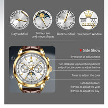 Load image into Gallery viewer, OLEVS 7117 New Automatic Man Watch Luxury Fashion Leather Strap Mechanical Watches for Men 24 Hour Moon Phase Calendar Men Watch