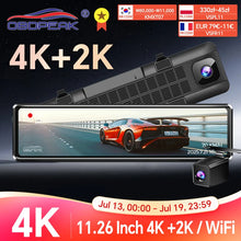 Load image into Gallery viewer, H8 4K+2K 11.26 Inch Rear View Mirror Dash Cam SONY IMX415 Car Dvr Camera GPS WIFI Video Recording Super Night Vision Dual Lens