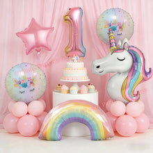 Load image into Gallery viewer, Kids Girls Unicorn Birthday Party Decoration Plate Cup Happy 1st Unicorn 3D Balloon Kid Favors Gift Wedding Baby Shower Supplies