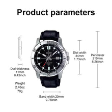 Load image into Gallery viewer, CASIO Quartz Watch for Men, Leather Band, Stainless Steel Case, 50M Waterproof, Date Calendar, Sporty Casual Daily Tim