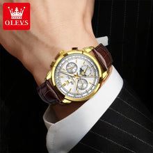 Load image into Gallery viewer, OLEVS 7117 New Automatic Man Watch Luxury Fashion Leather Strap Mechanical Watches for Men 24 Hour Moon Phase Calendar Men Watch