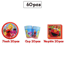 Load image into Gallery viewer, Cartoon Sesames Street Birthday Party Decor Elmo and Friends Theme Tablecloth Plate Balloon Set Cake Decor Baby Shower