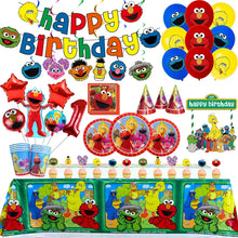 Load image into Gallery viewer, Cartoon Sesames Street Birthday Party Decor Elmo and Friends Theme Tablecloth Plate Balloon Set Cake Decor Baby Shower