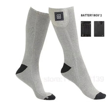 Load image into Gallery viewer, Winter Heated Socks With Battery Box Thermal Socks Women Men Heating Foot Warmer Electric Fever Socks Hiking Ski Warm Outdoor