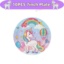 Load image into Gallery viewer, Kids Girls Unicorn Birthday Party Decoration Plate Cup Happy 1st Unicorn 3D Balloon Kid Favors Gift Wedding Baby Shower Supplies