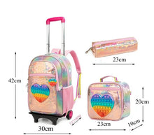 Load image into Gallery viewer, School Wheeled backpack Bag School bag with wheels Trolley Satchel bag Kids School Rolling backpack for girls School Trolley Bag