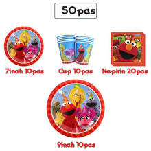 Load image into Gallery viewer, Cartoon Sesames Street Birthday Party Decor Elmo and Friends Theme Tablecloth Plate Balloon Set Cake Decor Baby Shower