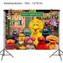 Load image into Gallery viewer, Cartoon Sesames Street Birthday Party Decor Elmo and Friends Theme Tablecloth Plate Balloon Set Cake Decor Baby Shower