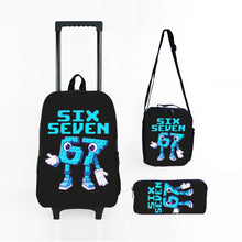 Load image into Gallery viewer, Colorful Number 67 Black Wheeled Rolling Bag Set with Lunch Box Pen Bag with Wheels School Trolley Backpack Bag for Girl/Boys