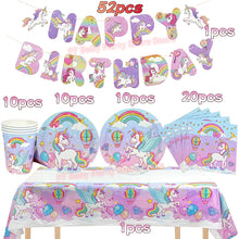 Load image into Gallery viewer, Kids Girls Unicorn Birthday Party Decoration Plate Cup Happy 1st Unicorn 3D Balloon Kid Favors Gift Wedding Baby Shower Supplies