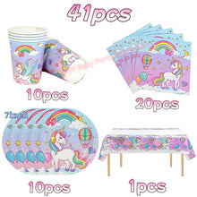 Load image into Gallery viewer, Kids Girls Unicorn Birthday Party Decoration Plate Cup Happy 1st Unicorn 3D Balloon Kid Favors Gift Wedding Baby Shower Supplies