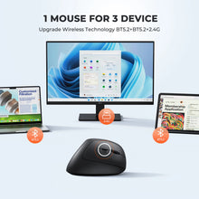 Load image into Gallery viewer, BTM008 2.4G Bluetooth 5.0 Ergonomic Vertical Wireless Mouse, 2400DPI Rechargeable USB-C Silent Click Computer Laptop Accessory