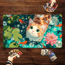 Load image into Gallery viewer, Pink lotus and orange cat Magic Card Battle Mat MTG Playmat Anti-slip Base 35X60CM Gathering Gaming Mats Board Game Mat for TCG