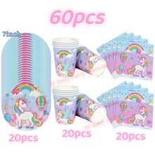 Load image into Gallery viewer, Kids Girls Unicorn Birthday Party Decoration Plate Cup Happy 1st Unicorn 3D Balloon Kid Favors Gift Wedding Baby Shower Supplies