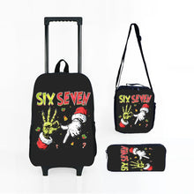 Load image into Gallery viewer, Colorful Number 67 Black Wheeled Rolling Bag Set with Lunch Box Pen Bag with Wheels School Trolley Backpack Bag for Girl/Boys