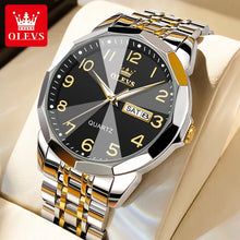 Load image into Gallery viewer, OLEVS 9970 Men Watch Original Brand Waterproof Luminous Quartz Watch Rhombus Mirror Stainless Steel Date-Day-Date Watch With Box