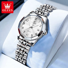 Load image into Gallery viewer, OLEVS 9970 Men Watch Original Brand Waterproof Luminous Quartz Watch Rhombus Mirror Stainless Steel Date-Day-Date Watch With Box