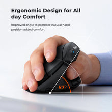 Load image into Gallery viewer, BTM008 2.4G Bluetooth 5.0 Ergonomic Vertical Wireless Mouse, 2400DPI Rechargeable USB-C Silent Click Computer Laptop Accessory