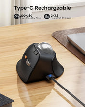 Load image into Gallery viewer, ProtoArc Vertical Wireless Trackball Mouse, EM05 NL Bluetooth Ergonomic Rollerball Mouse Rechargeable Computer Laptop Thumb Mice