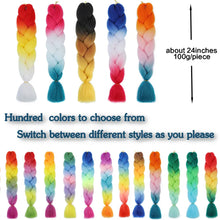 Load image into Gallery viewer, AZQUEEN 24 Inch Jumbo Braids Extensions Synthetic Braiding Hair Afro Ombre Color kanekalon Hair for Children Braid