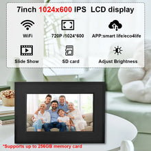 Load image into Gallery viewer, SmartIife/ecc4life Digital Picture Frame 7.1Inch Support 256GB memory card Smart WiFi digital photo frame 1024x600 IPS HD Screen