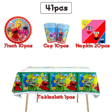 Load image into Gallery viewer, Cartoon Sesames Street Birthday Party Decor Elmo and Friends Theme Tablecloth Plate Balloon Set Cake Decor Baby Shower