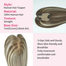 Load image into Gallery viewer, 100% Remy Human Hair Toppers For Women 7x11CM Straight Human Hair Topper With Clips 12 Inch Natural Looking Hairpieces Systems
