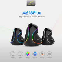 Load image into Gallery viewer, Delux M618 PLUS Ergonomics Vertical Gaming Mouse 6 Buttons 4000 DPI RGB Wired/Wireless Right Hand Mice For PC Laptop Computer
