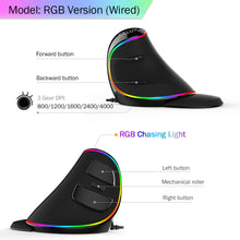Load image into Gallery viewer, Delux M618 PLUS Ergonomics Vertical Gaming Mouse 6 Buttons 4000 DPI RGB Wired/Wireless Right Hand Mice For PC Laptop Computer
