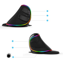 Load image into Gallery viewer, Delux M618 PLUS Ergonomics Vertical Gaming Mouse 6 Buttons 4000 DPI RGB Wired/Wireless Right Hand Mice For PC Laptop Computer
