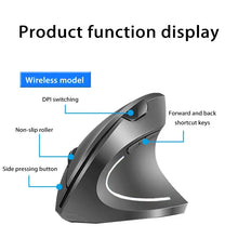 Load image into Gallery viewer, ﻿ Lenovo Wireless Bluetooth Vertical Mouse 2.4G Ergonomic Side Grip Silent Rechargeable Gaming Laptop PC Computer Adjustable DPI
