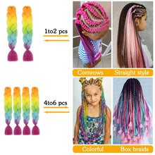 Load image into Gallery viewer, AZQUEEN 24 Inch Jumbo Braids Extensions Synthetic Braiding Hair Afro Ombre Color kanekalon Hair for Children Braid
