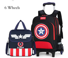 Load image into Gallery viewer, Kids Primary School wheeled backpack set with handbag School Trolley Backpack Bag Set School Rolling Luggage Backpack for Boys
