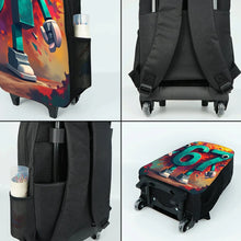Load image into Gallery viewer, Colorful Number 67 Black Wheeled Rolling Bag Set with Lunch Box Pen Bag with Wheels School Trolley Backpack Bag for Girl/Boys
