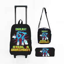 Load image into Gallery viewer, Colorful Number 67 Black Wheeled Rolling Bag Set with Lunch Box Pen Bag with Wheels School Trolley Backpack Bag for Girl/Boys
